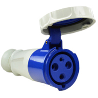 Pin and Sleeve Connector Devices 888-369306 IEC 60309 Cable Mount Connector, IP67 Rated, 60A 250V, 63A 200-250V, 6H, IEC 309 International Pin and Sleeve Devices 